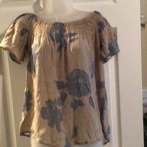 Cabana Floral Print Women's Top - Blue and Tan
